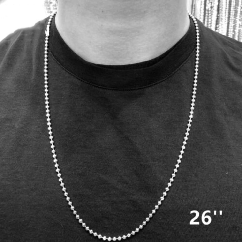 26" 925 STERLING SILVER MOON CUT CHAIN NECKLACE 3mm (Made in Italy) 925 Stamped